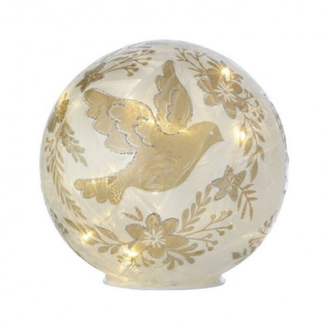 Gilded Dove Lighted Globe