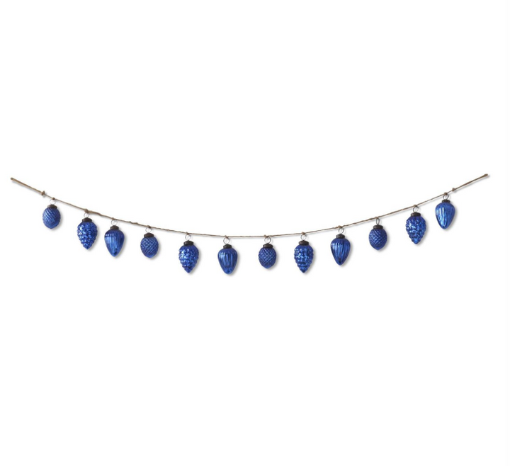Rich Blue Mercury Glass Ornament Garland