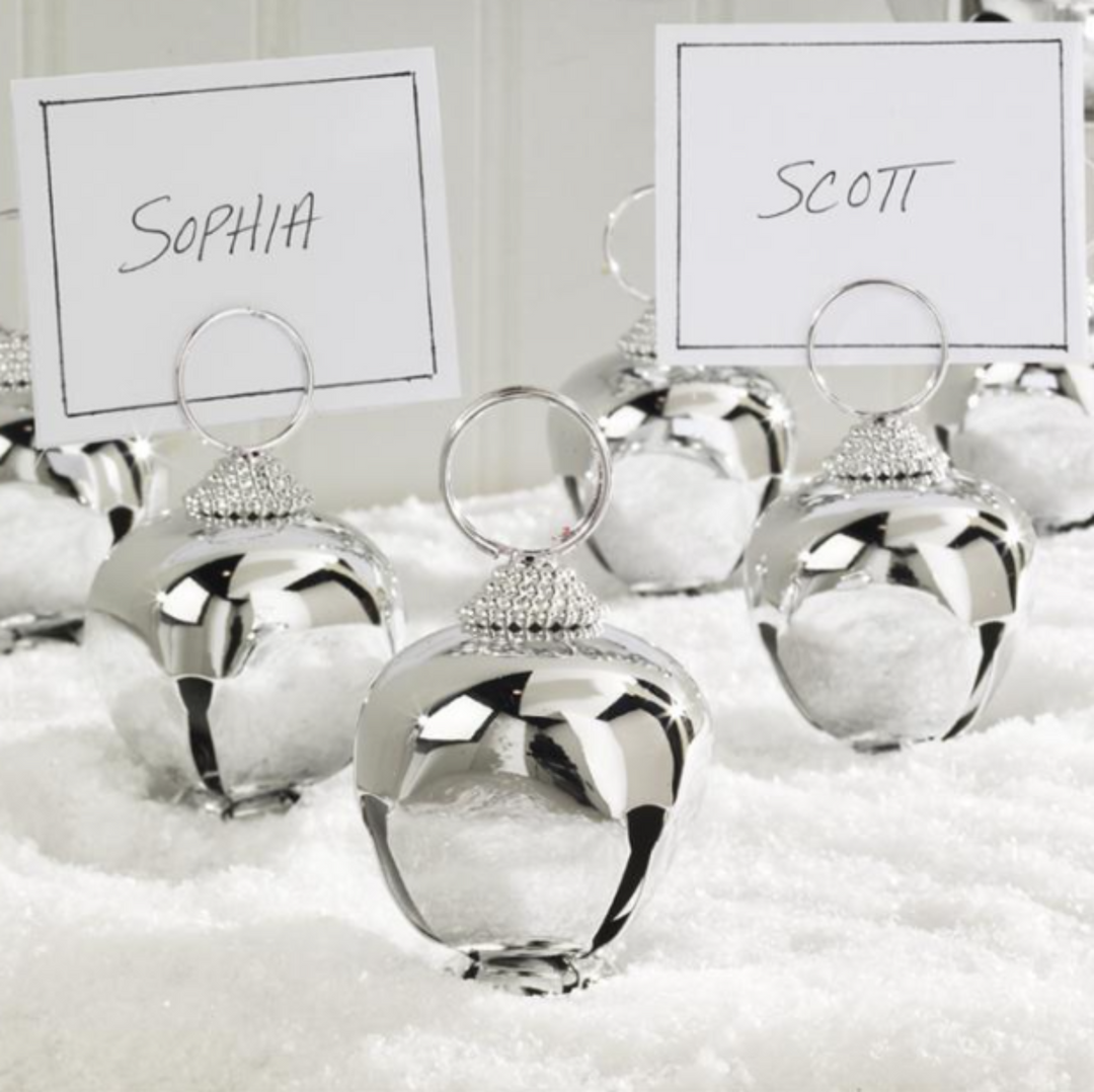 Silver Jingle Bell Place Card Holder