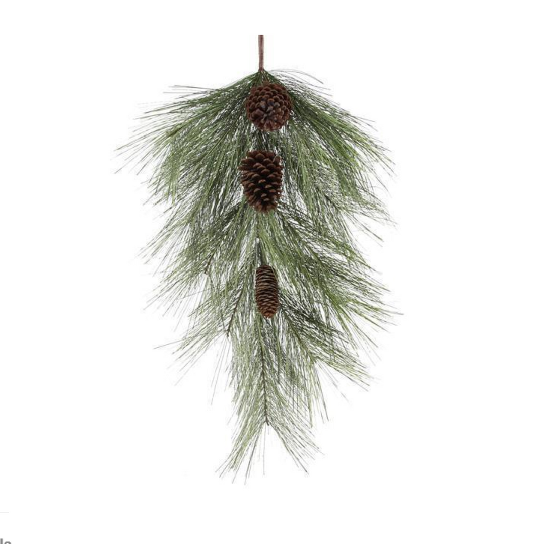 Icy Two Tone Pine & Cone Teardrop