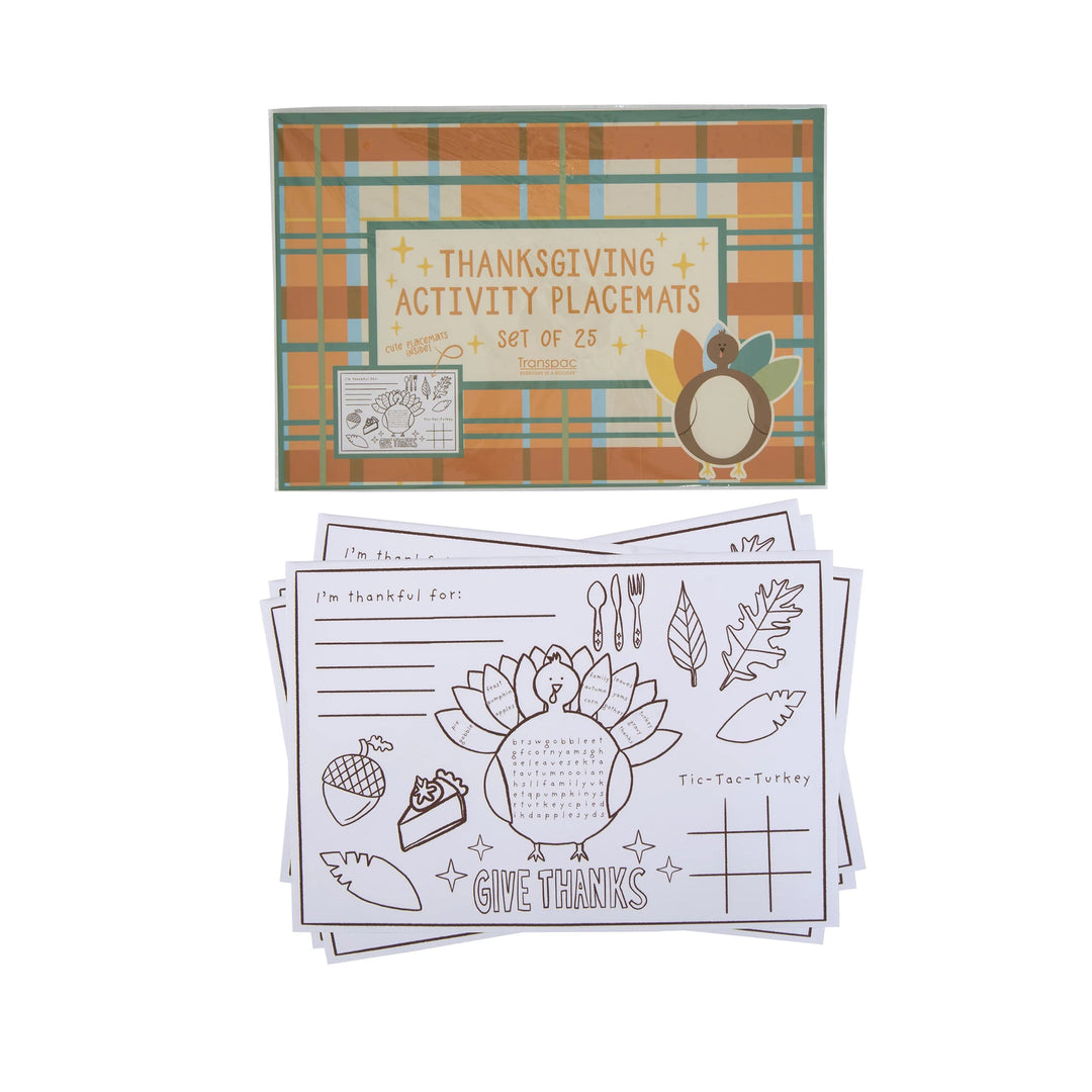 Paper Thanksgiving Activity Placemats Set