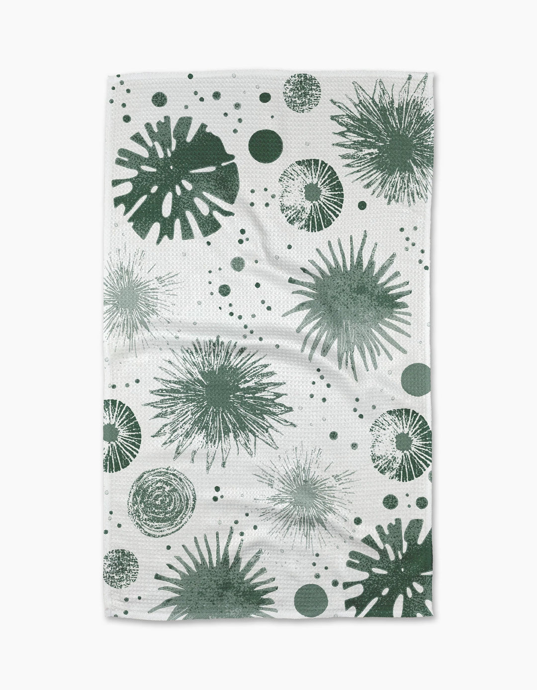 Geometry Bursting Skies Green Tea Towel