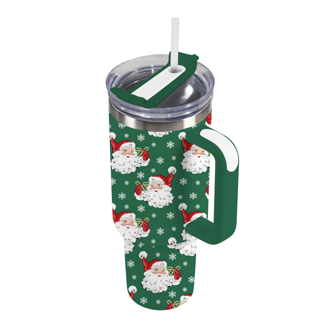 Evergreen Vintage Santa Tumbler