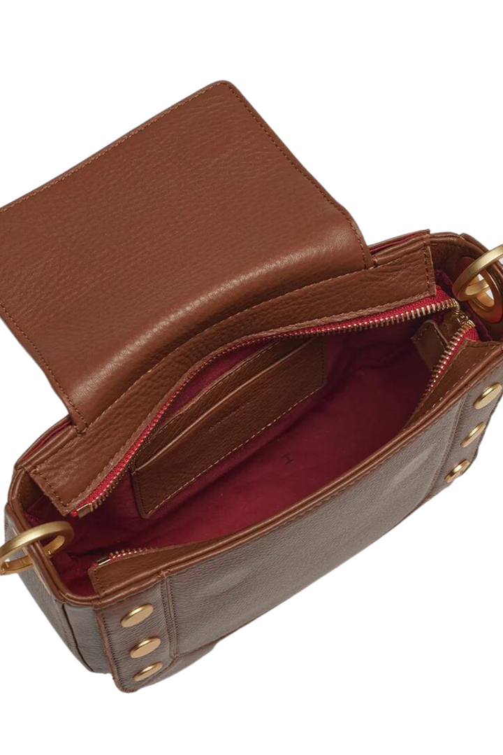 Hammitt Kayce Saddle Med - Mahogany Pebble / Brushed Gold Red Zip
