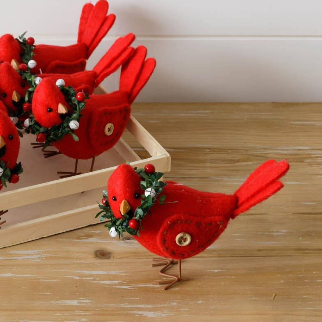 Felt Wreath Cardinal Figurine