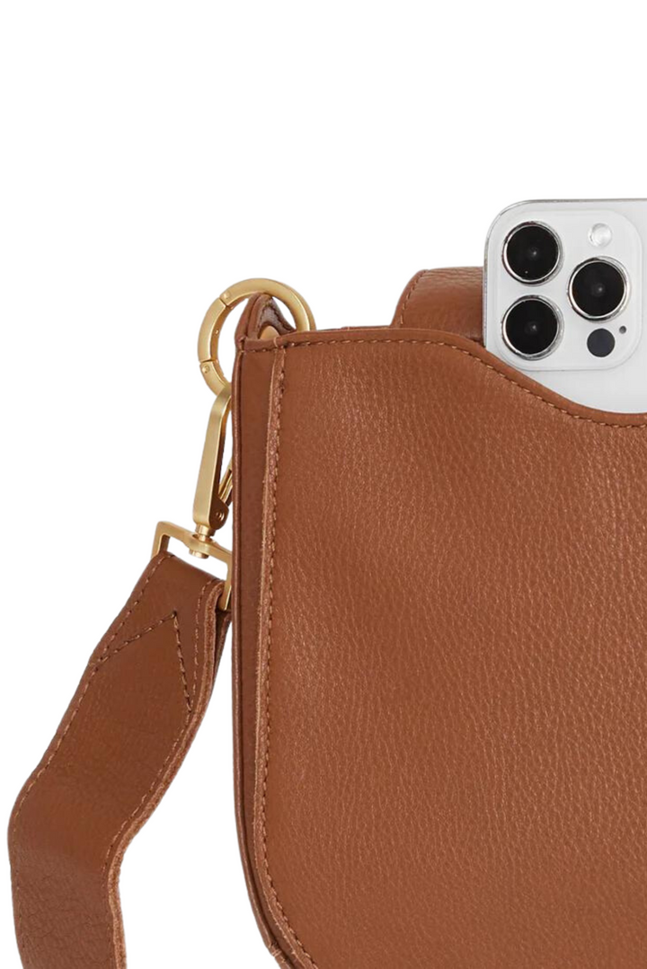 Hammitt Kayce Saddle Med - Mahogany Pebble / Brushed Gold Red Zip