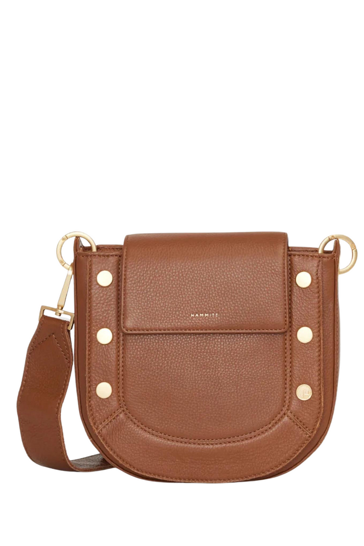 Hammitt Kayce Saddle Med - Mahogany Pebble / Brushed Gold Red Zip