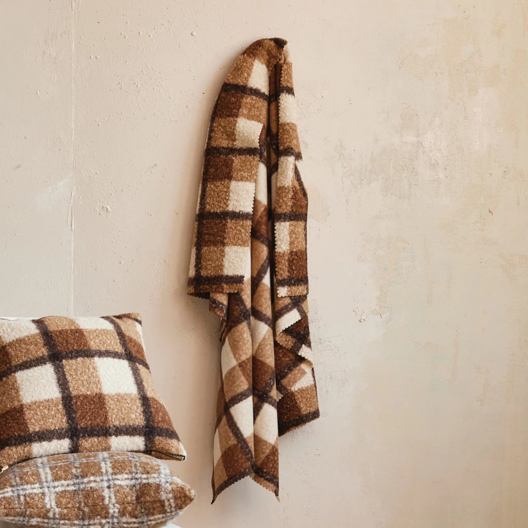 Caramel Plaid Sherpa Throw
