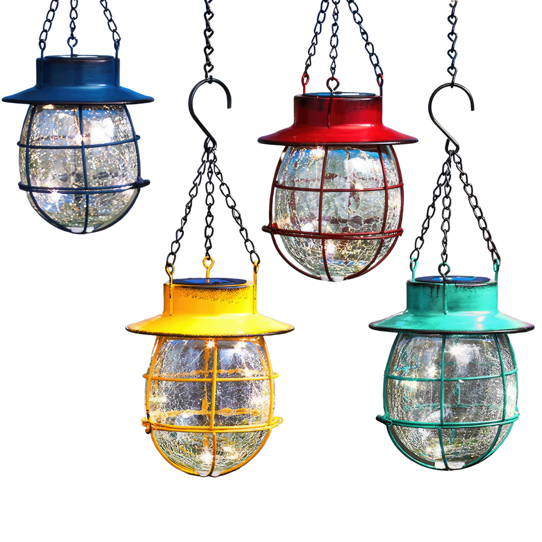 Hooded Cage Hanging Solar Lantern