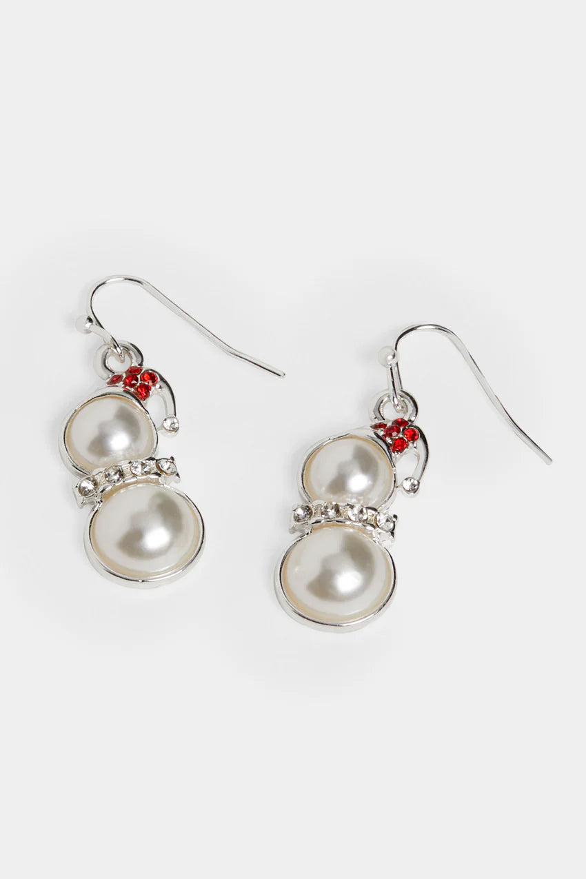 Pearl Snowman Earrings
