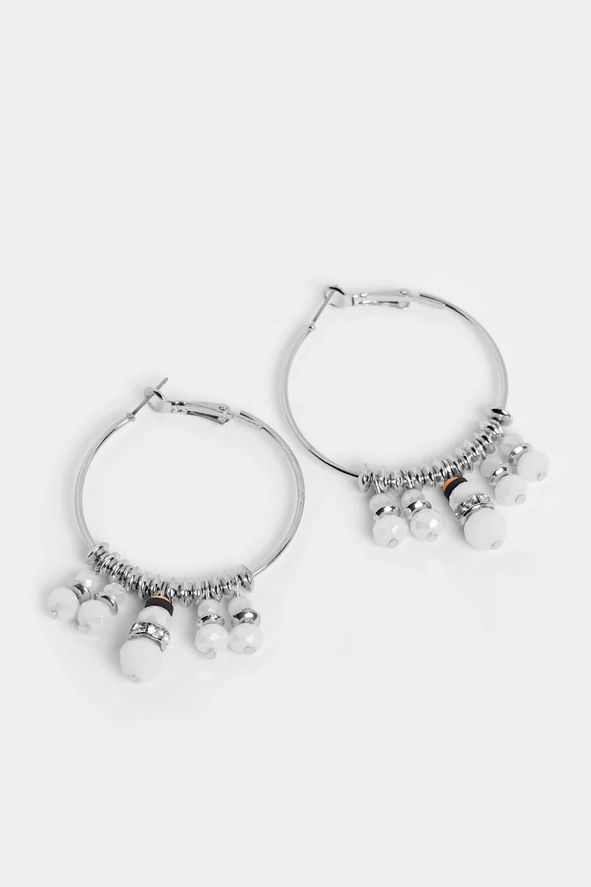 Beaded Snowman Hoop Earrings