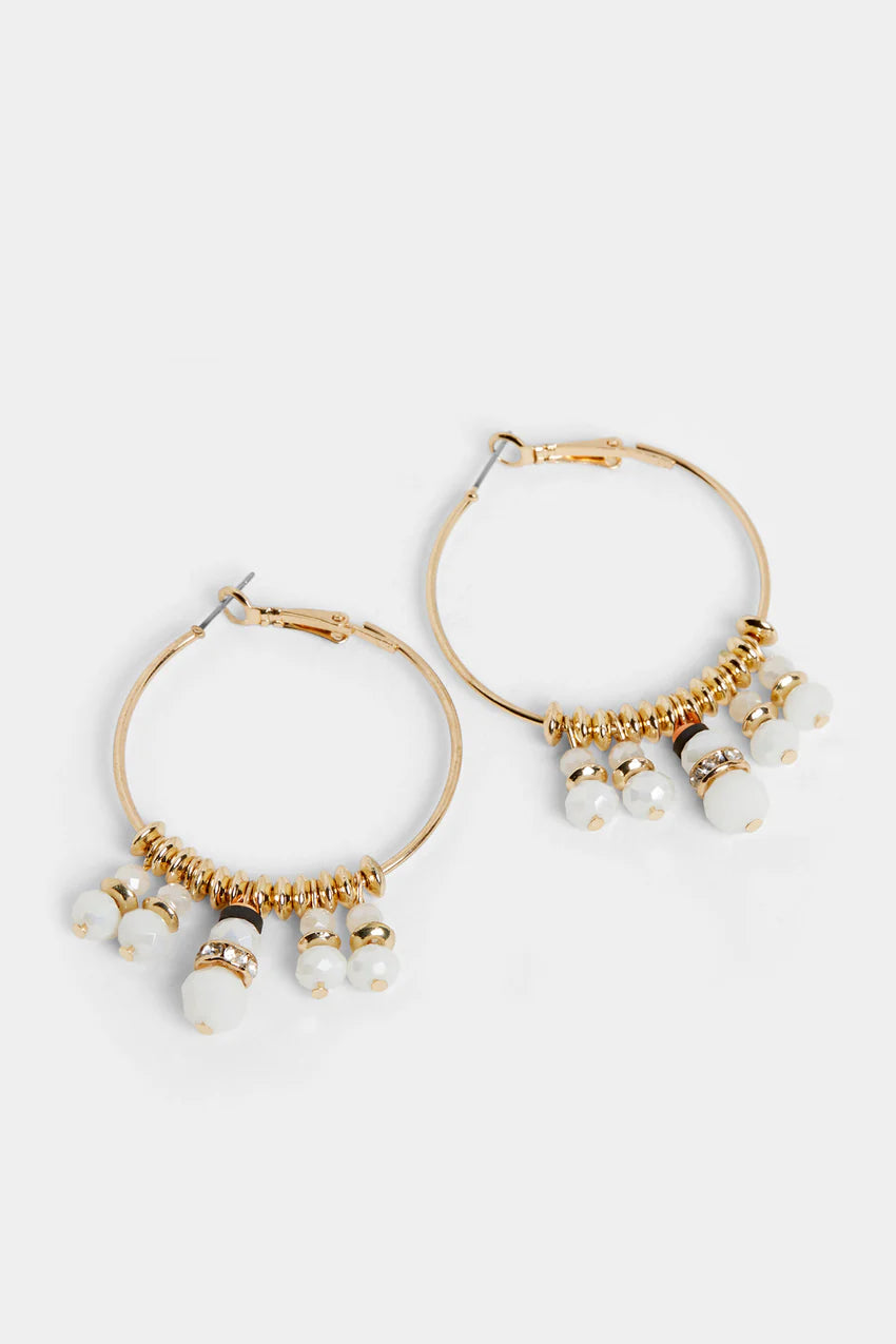 Beaded Snowman Hoop Earrings