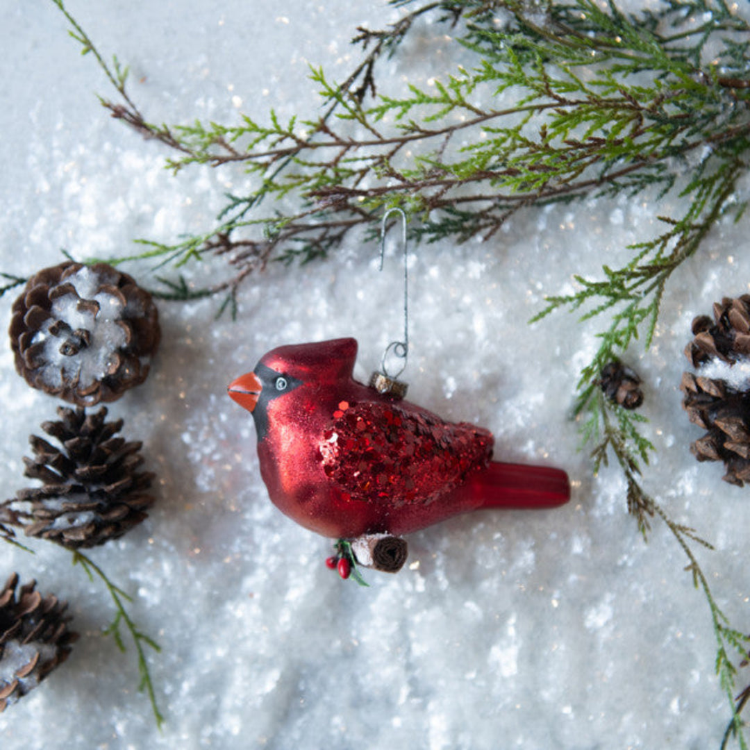 Glittered Red Cardinal Ornament