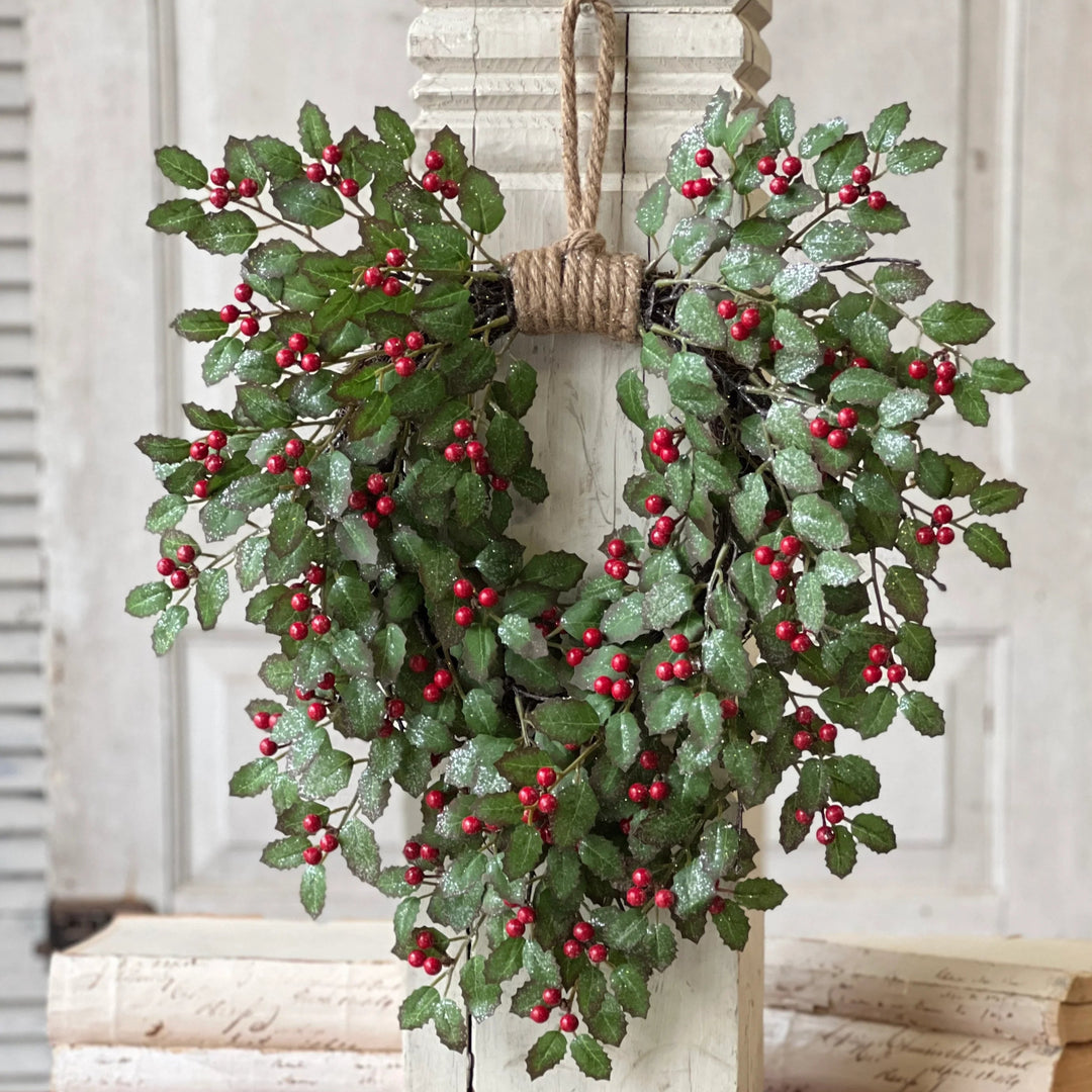 Holly Sparkle Heart Wreath