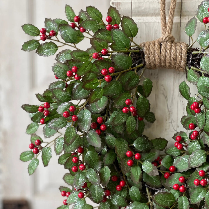 Holly Sparkle Heart Wreath