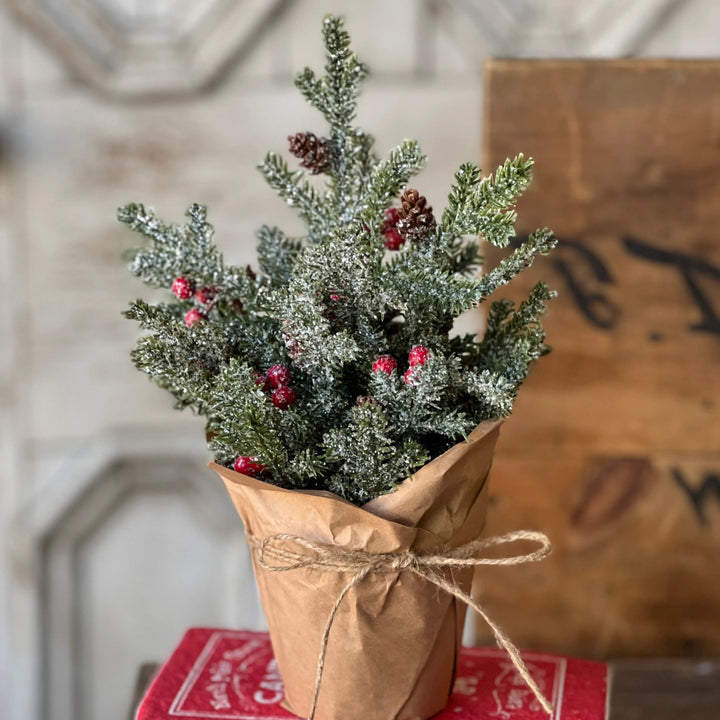 Merry Market Glittered Pine Pot