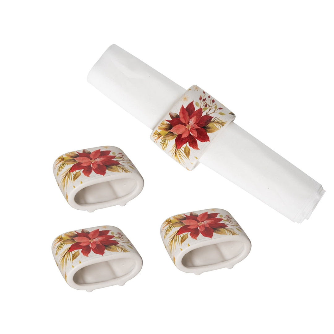 Ceramic Poinsettia Napkin Ring