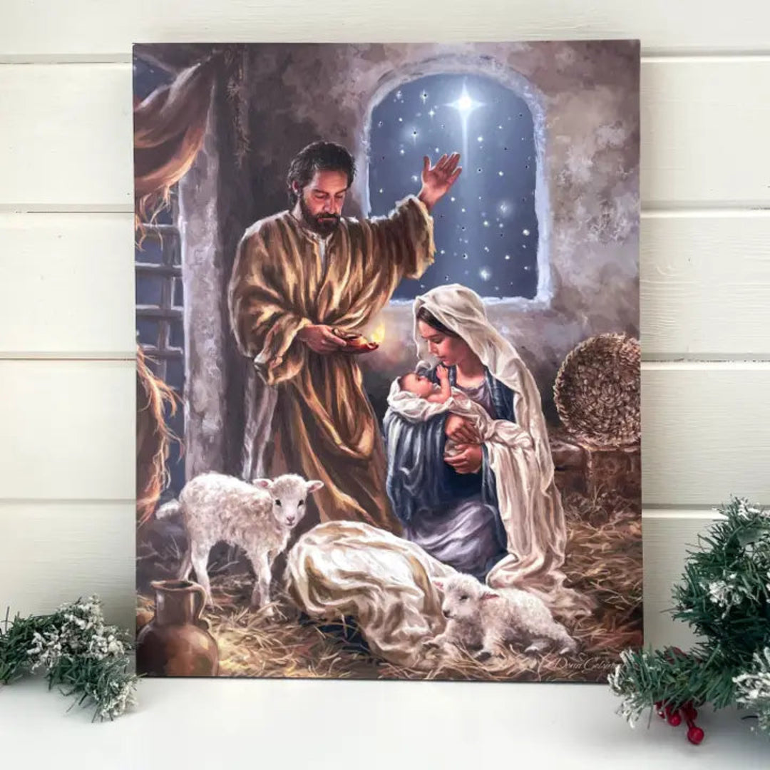 The King is Born Lighted Canvas