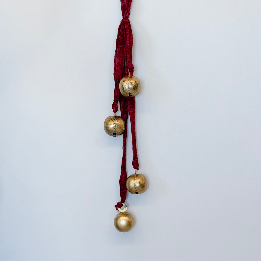 Gold Bells with Velvet Rope