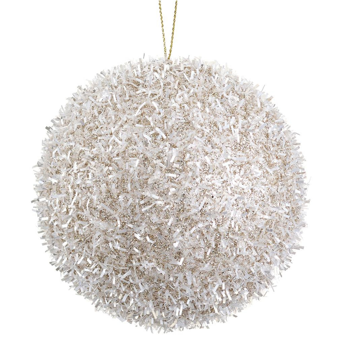 Glittered Tinsel Ball Ornament
