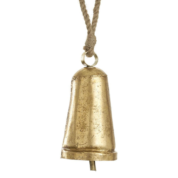 Antiqued Gold Elongated Metal Bell
