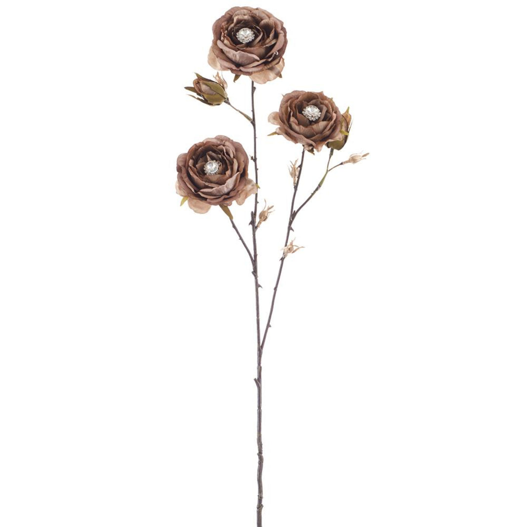 Diamond Brown Velvet Rose Spray