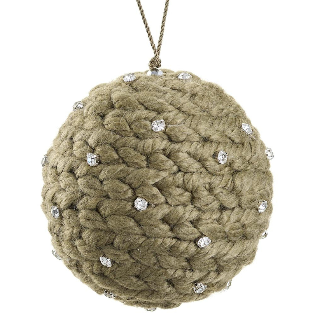 Braided Yarn Jeweled Ball Ornament