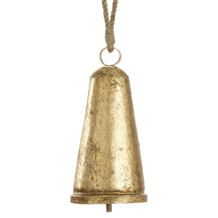 Antiqued Gold Elongated Metal Bell