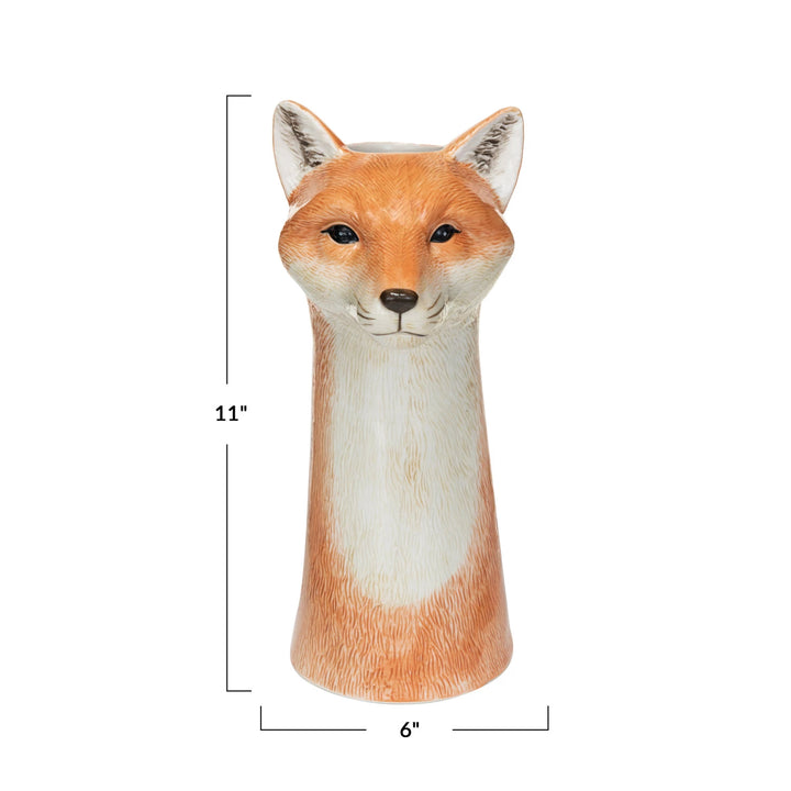 Stoneware Fox Head Vase