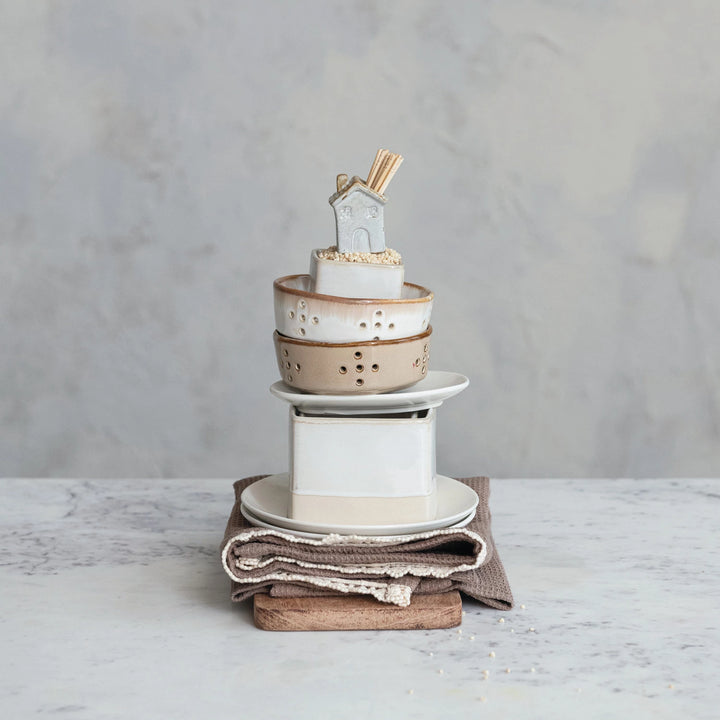 Natural Glazed Stoneware Bowl