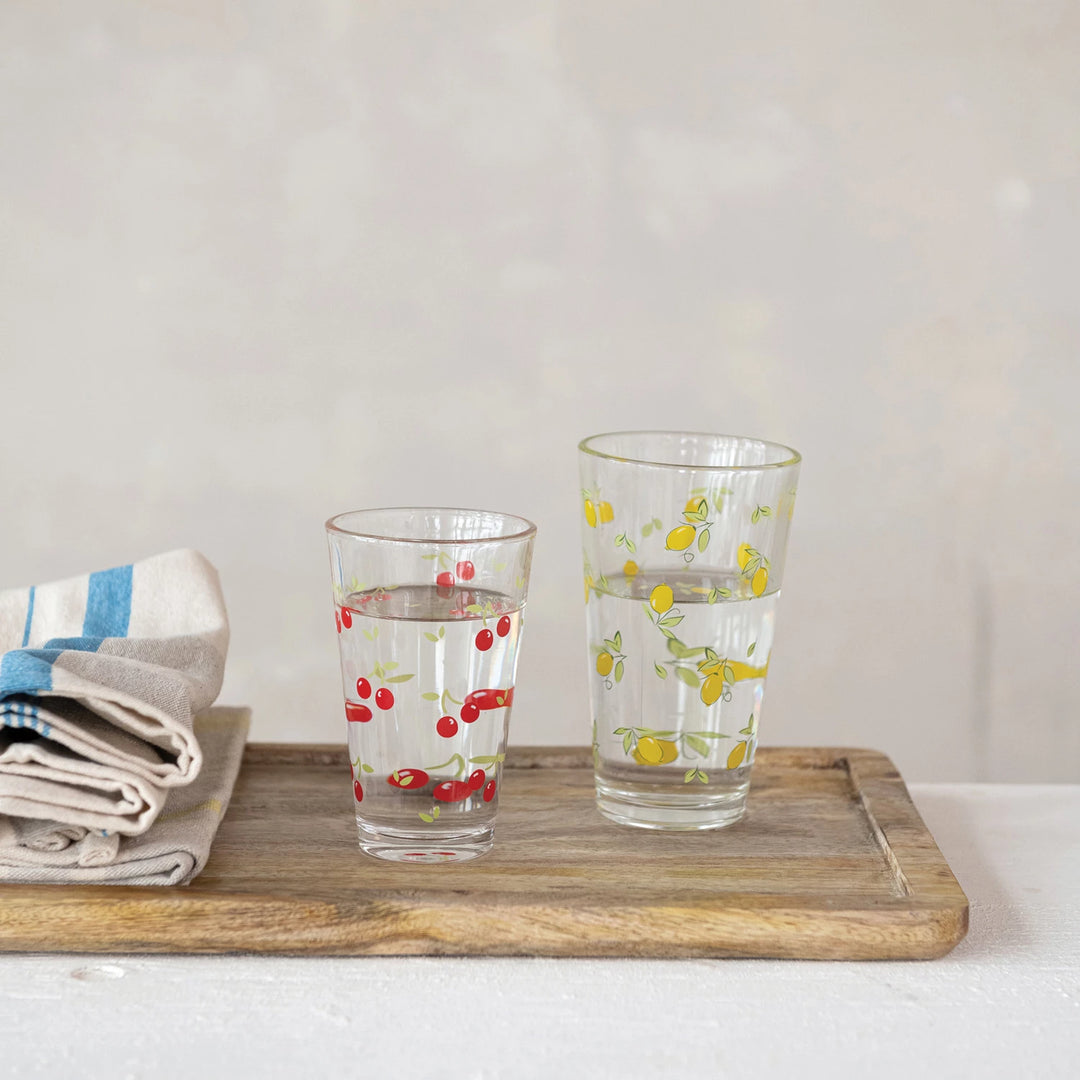 Lemon Decal Drinking Glass