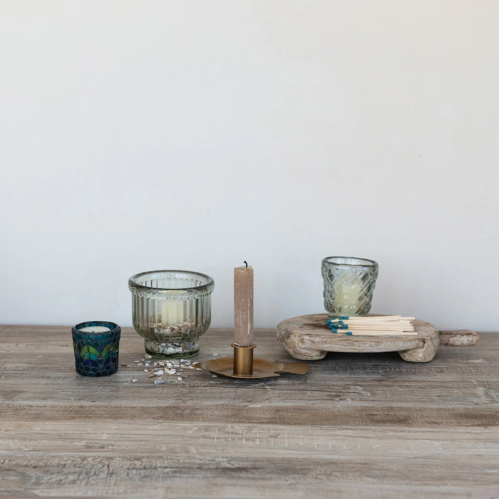 Ribbing Footed Tealight Holder