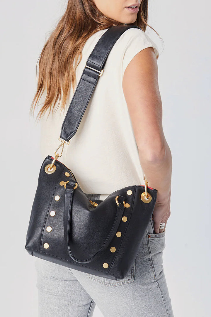 Hammitt Daniel Med - Black / Brushed Gold Red Zip