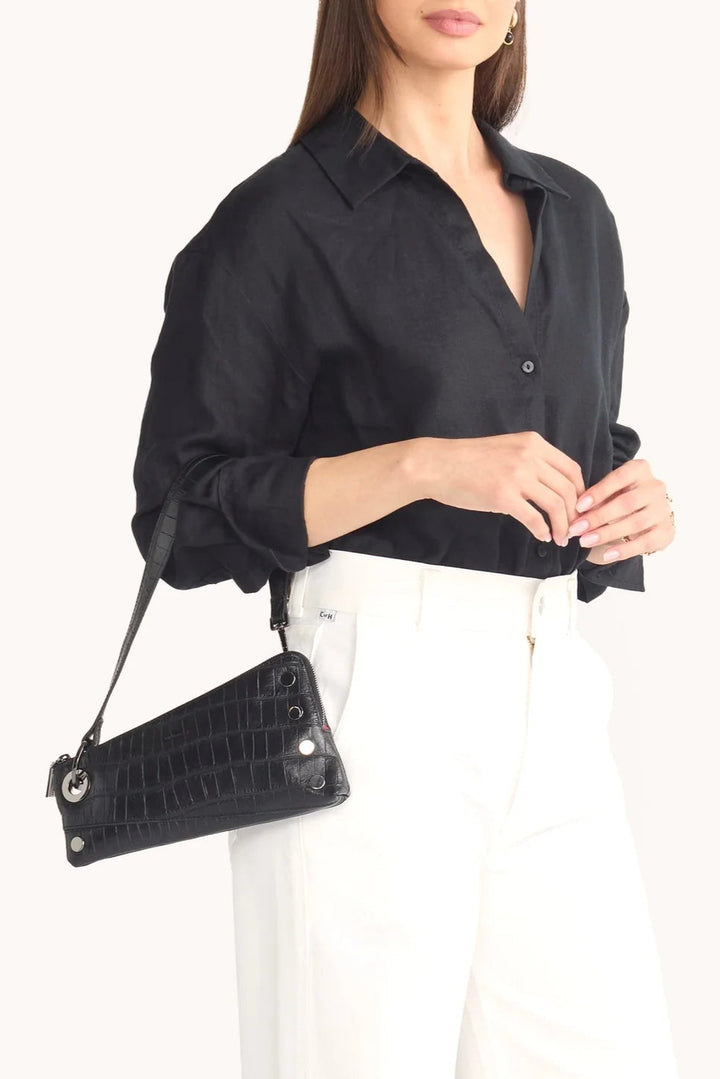 Hammitt Nash Pochette - Evening Crocco/Gunmetal