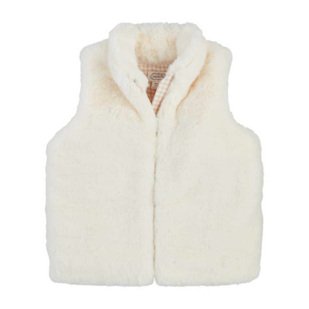 Ivory Faux Fur Zip Vest