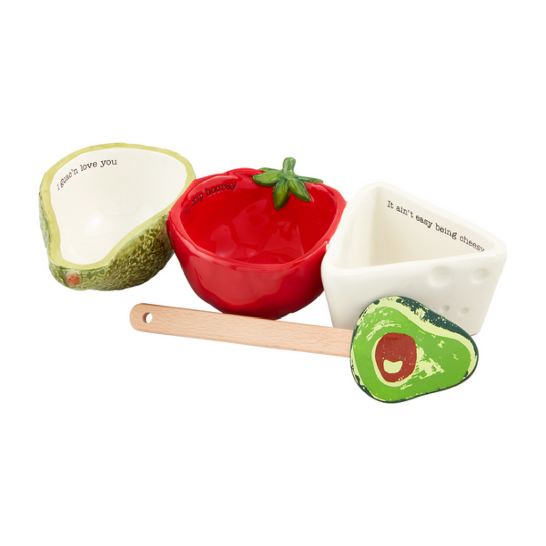 Salsa Guac & Queso Triplet Tidbit Dish Set