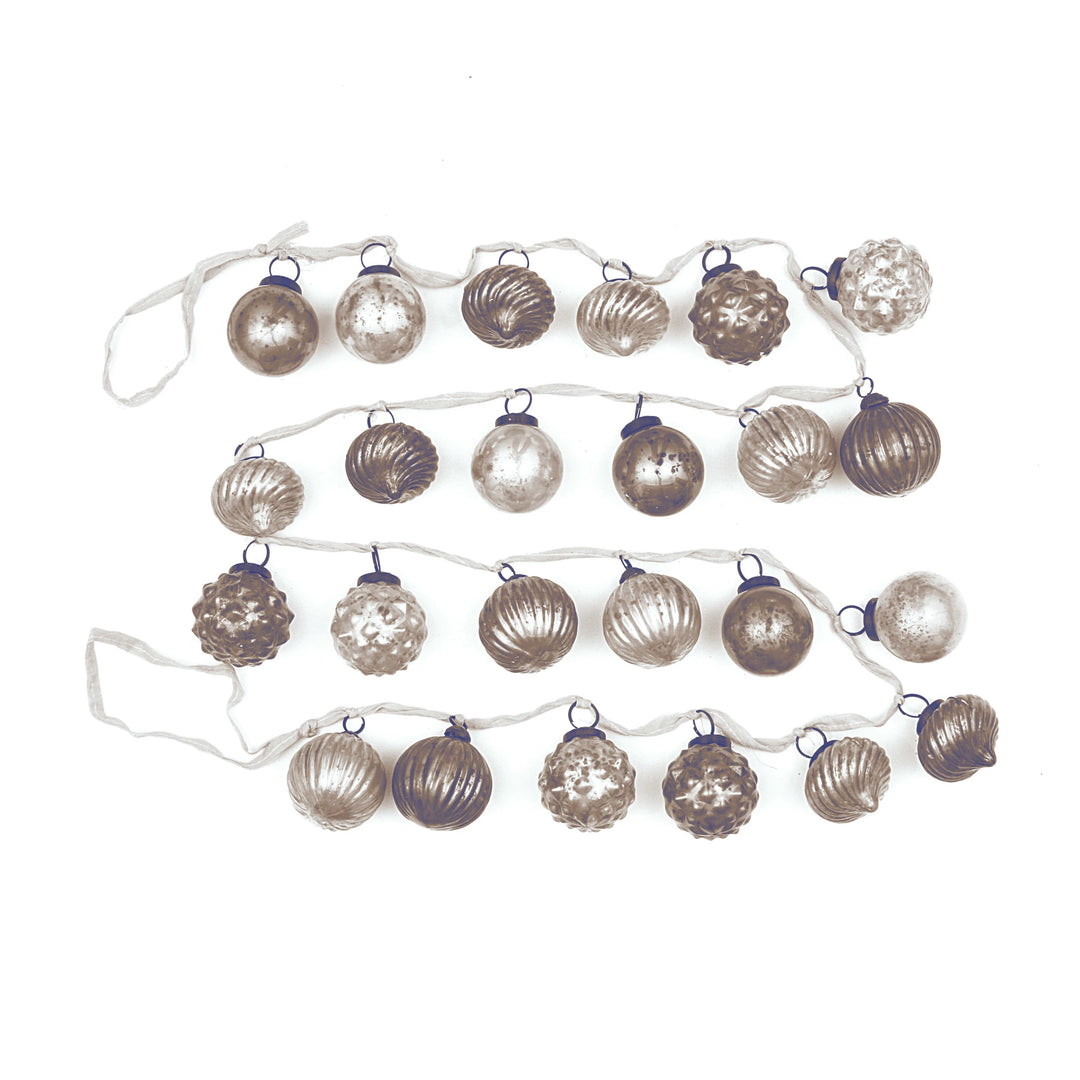Neutral Embossed Mercury Glass Ornament Garland