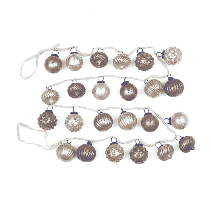 Neutral Embossed Mercury Glass Ornament Garland