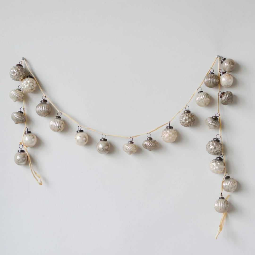 Neutral Embossed Mercury Glass Ornament Garland