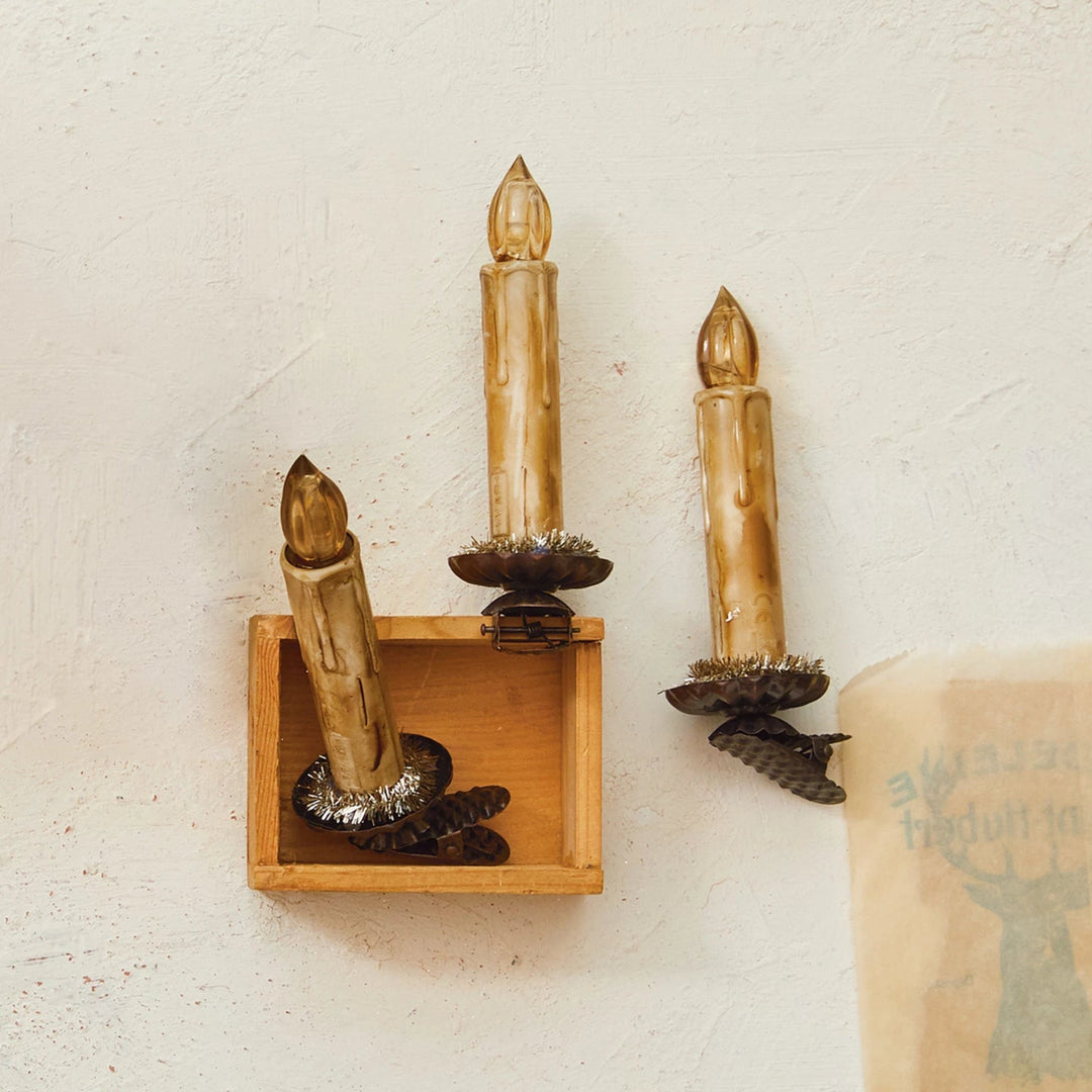 Tinsel Trimmed Candle Clip-On Ornament