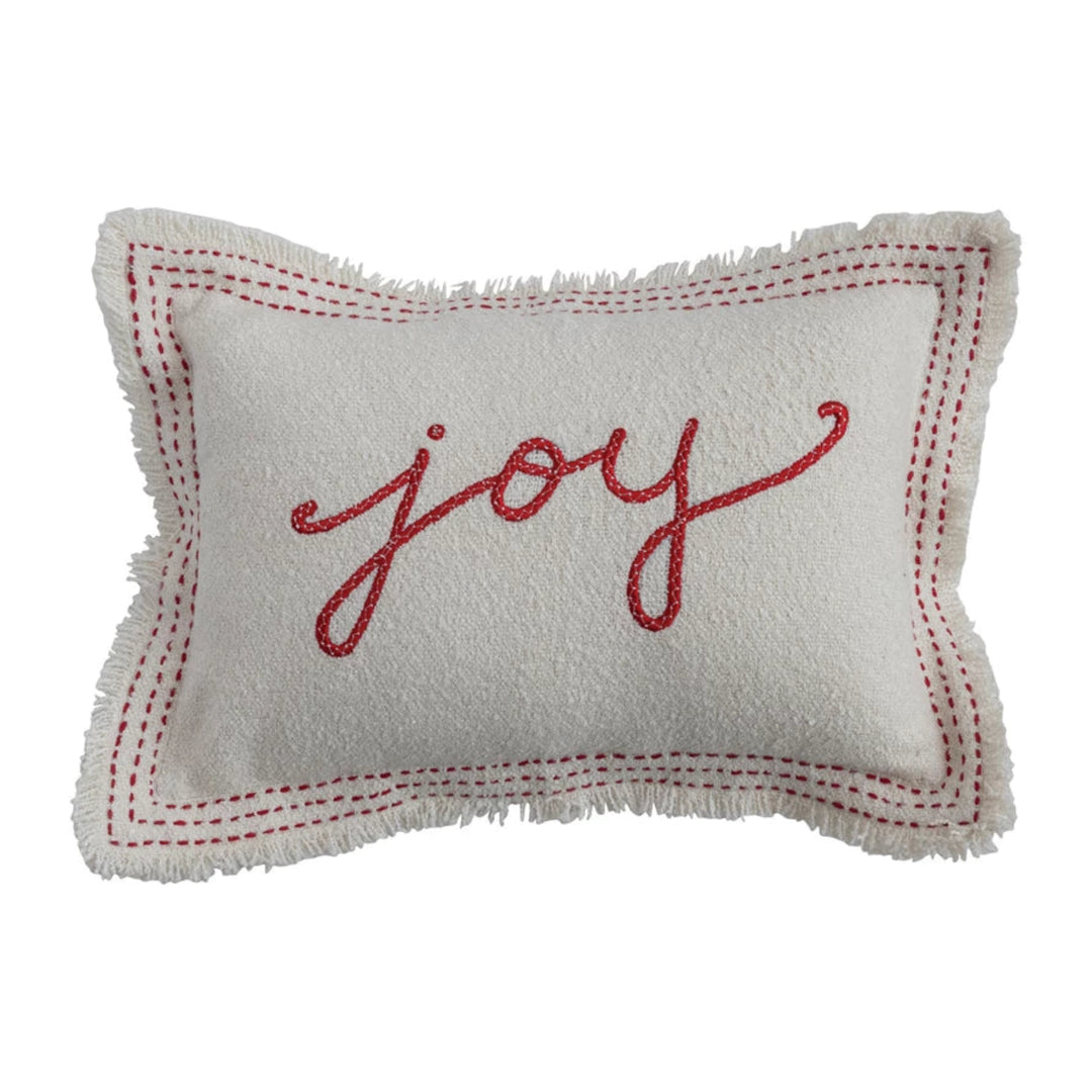 Joy Stitch Fringed Lumbar Pillow
