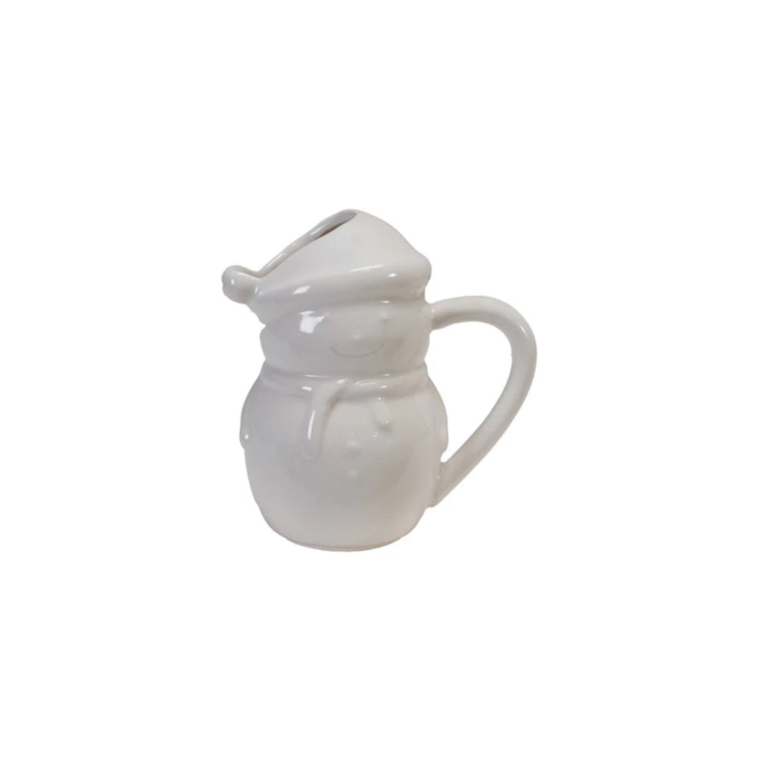 White Stoneware Snowman Creamer