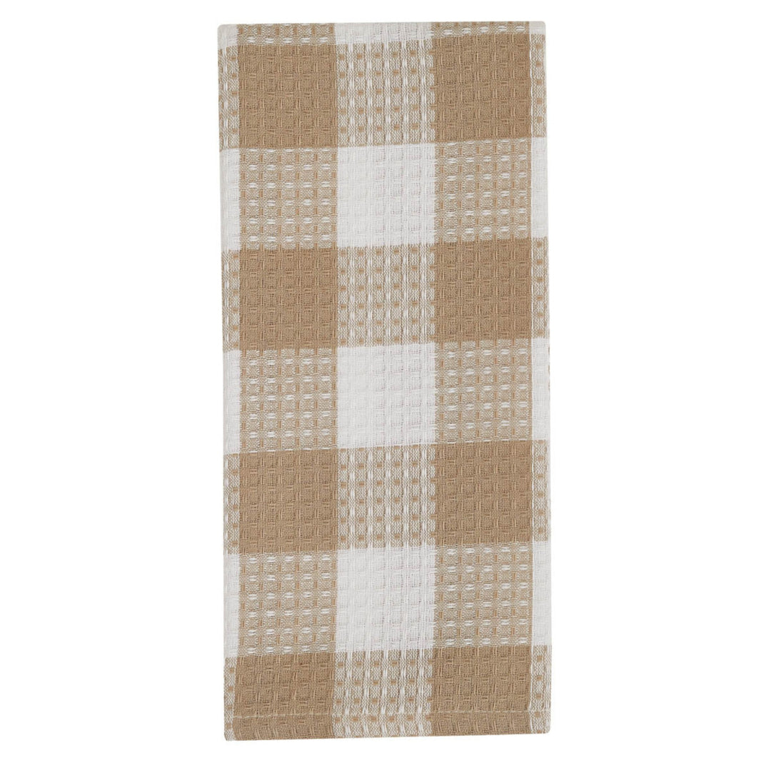 Wicklow Check Natural Waffle Dishtowel