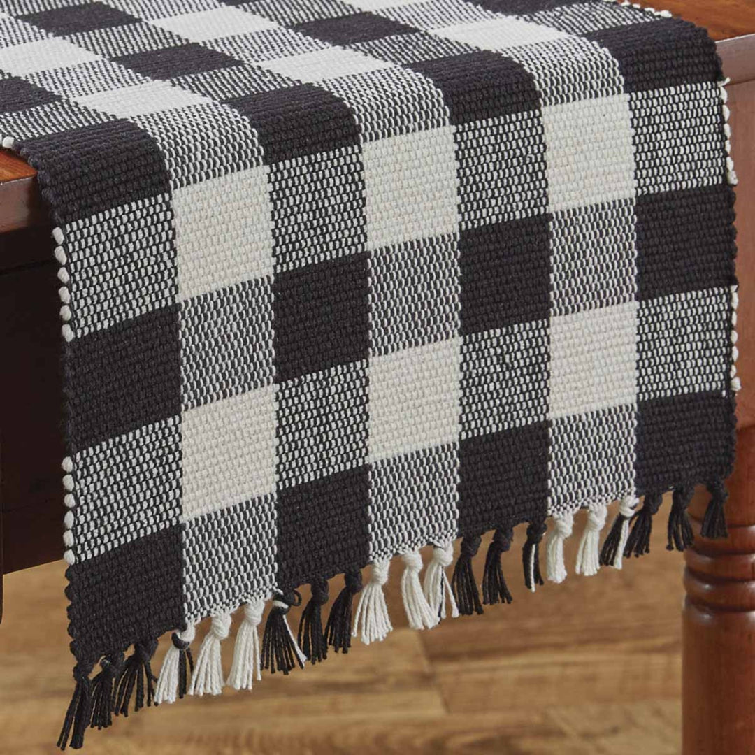 Wicklow Check Black & Cream Yarn Table Runner