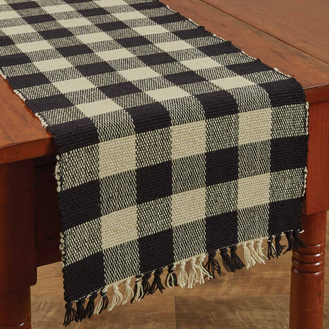 Wicklow Check Black & Tan Yarn Table Runner