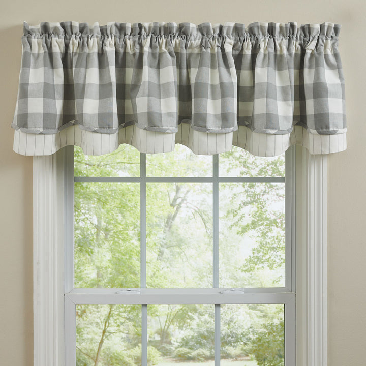 Wicklow Check Dove Lined & Layered Valance