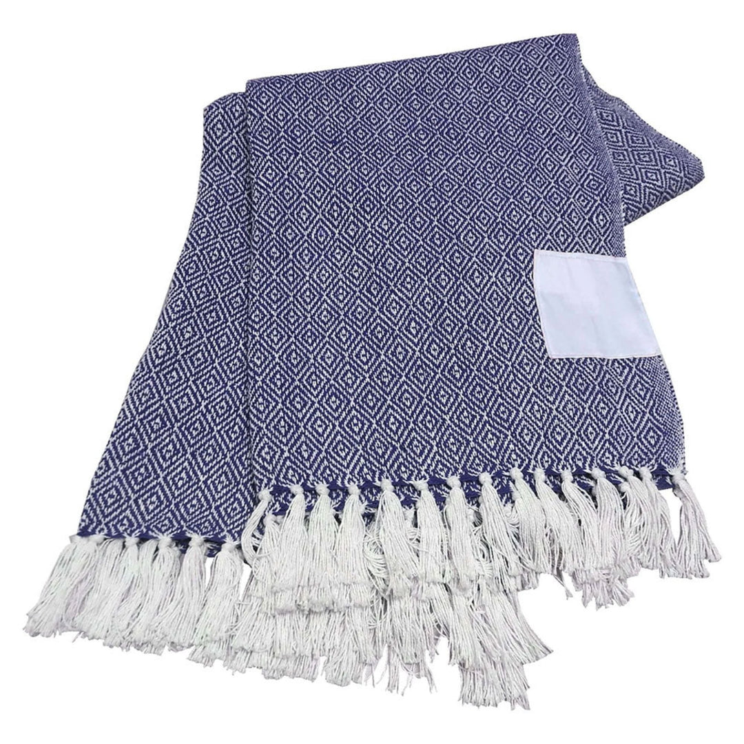 Navy Tassel Farmhouse Throw