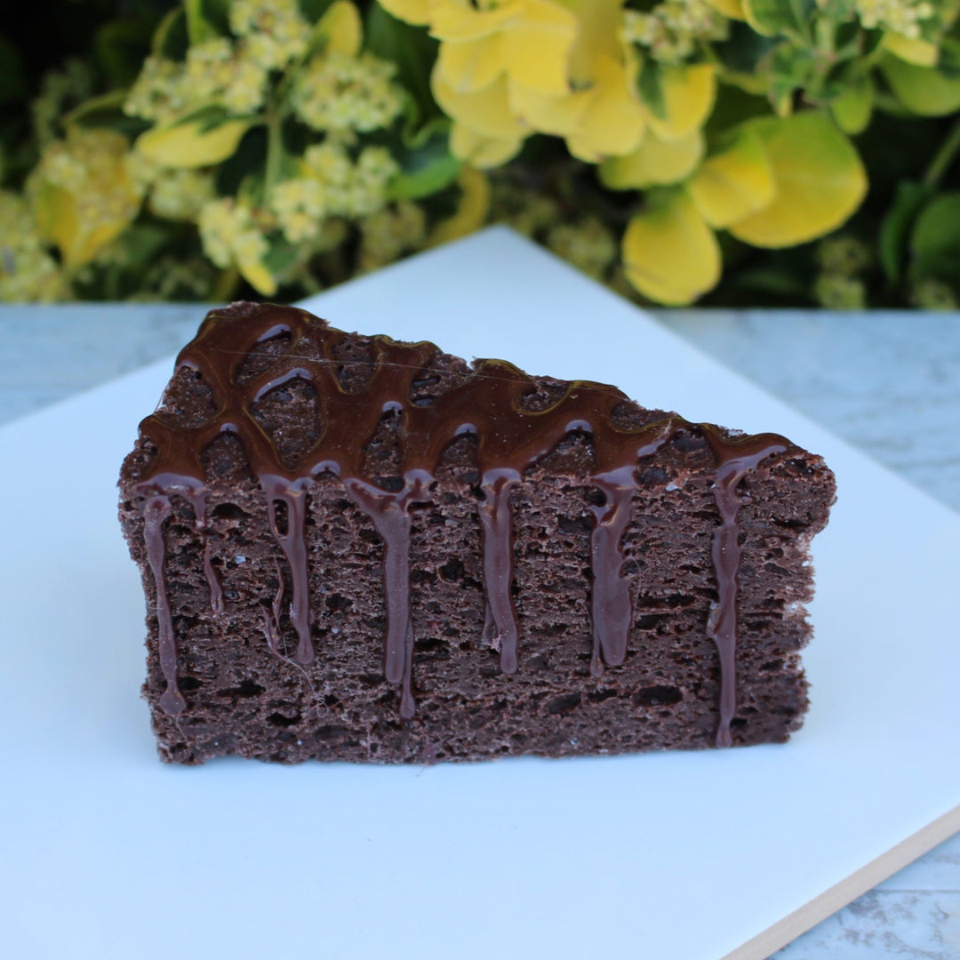Faux Drizzled Chocolate Cake Slice