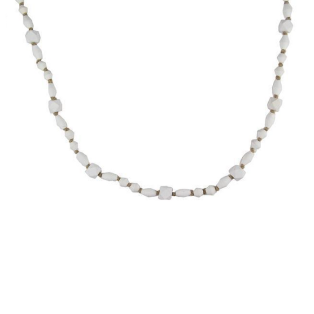 White Washed Geometric Wood Bead Garland