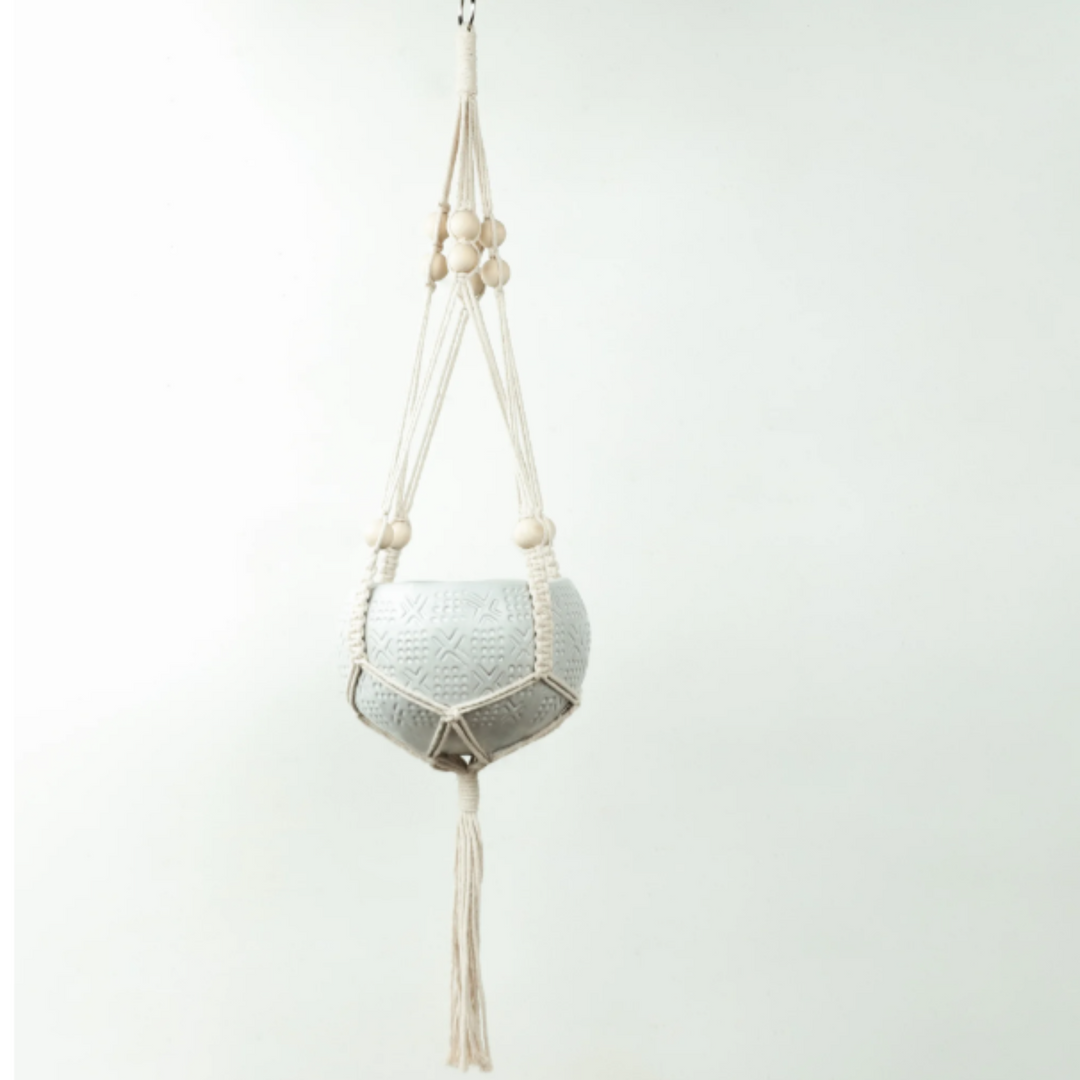 Intricate Beaded Macramé Pot Hanger